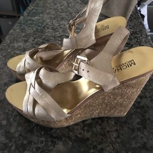 Gold strapped Michael kors wedge